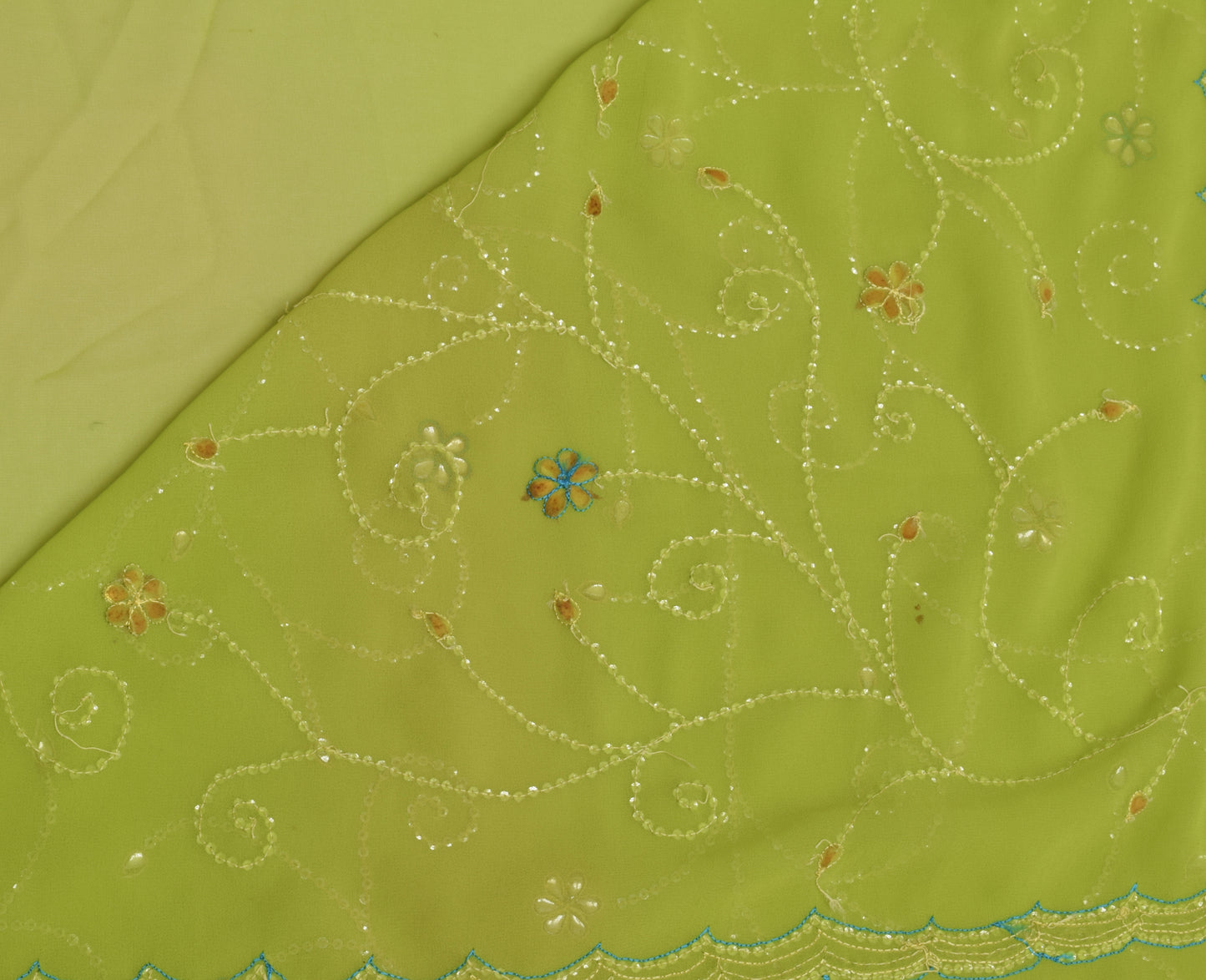 Sushila Vintage Green Saree Art Georgette Embroidered Sari with Blouse Fabric