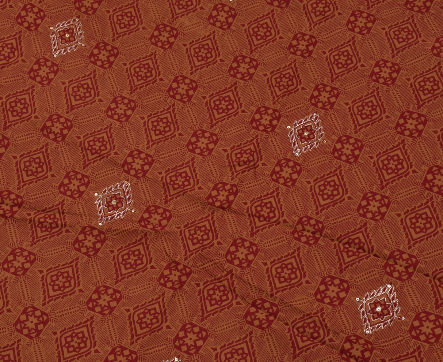 Sushila Vintage Indian Saree Blend Crepe Silk Printed Sari Craft Sari Fabric