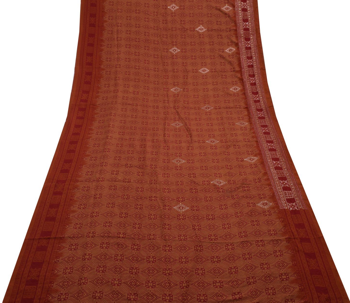 Sushila Vintage Indian Saree Blend Crepe Silk Printed Sari Craft Sari Fabric