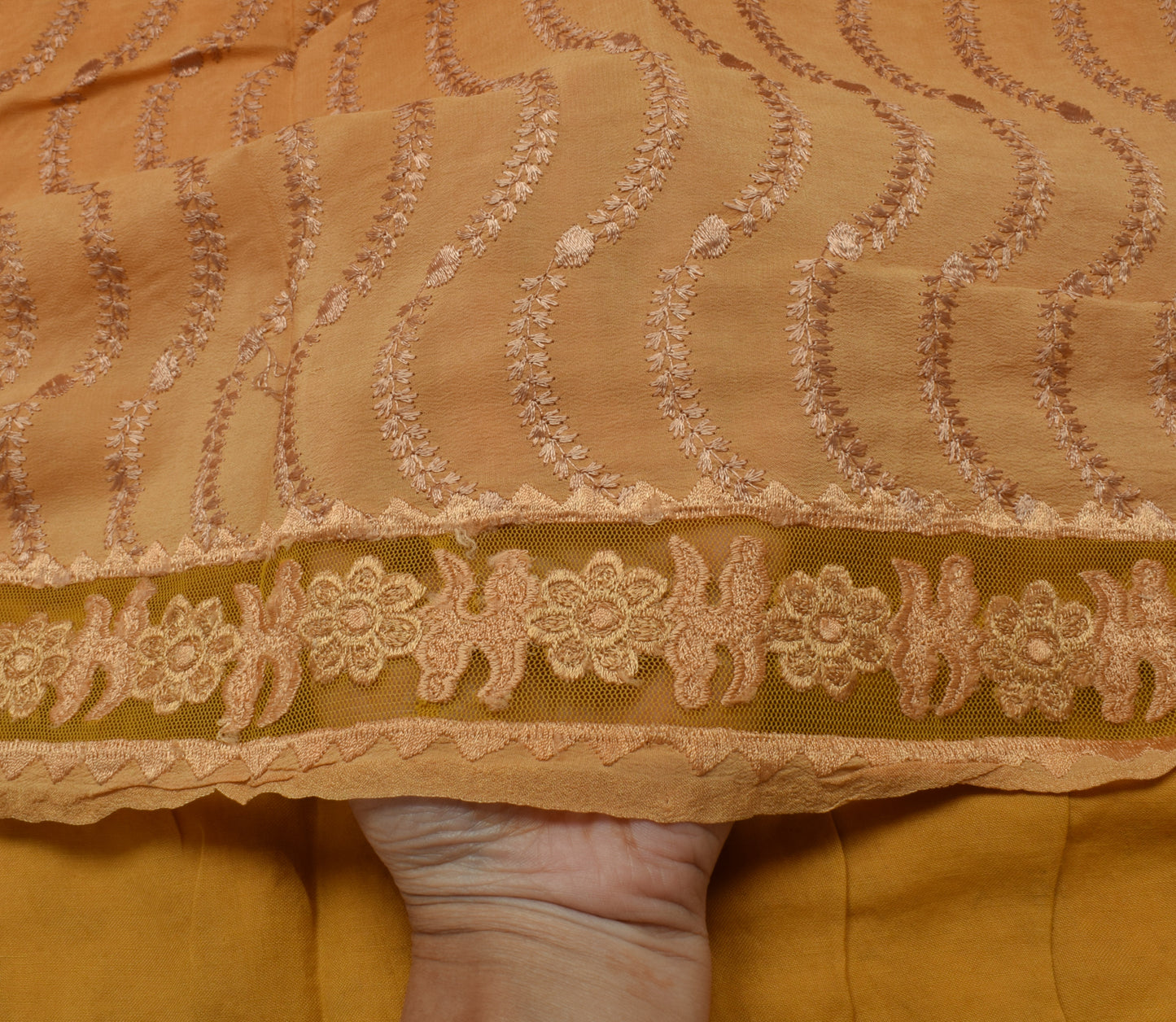 Sushila Vintage Indian Saree Pure Silk Embroidered Floral Sari Craft 5 YD Fabric