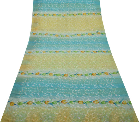 Sushila Vintage Multi-Color Saree Pure Georgette Printed Embroidered Sari Fabric