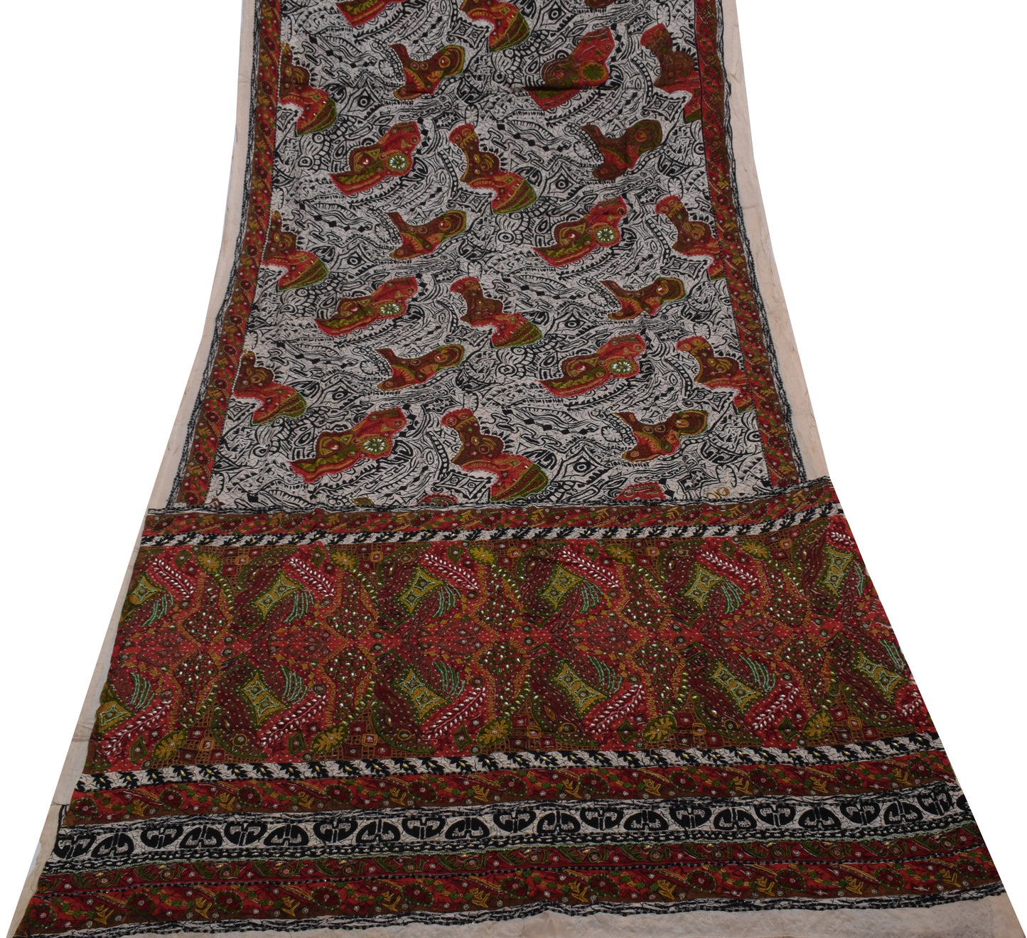 Sushila Vintage Indian Saree Pure Georgette Silk Printed Floral Sari Fabric