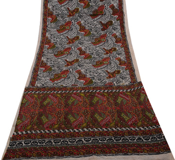 Sushila Vintage Indian Saree Pure Georgette Silk Printed Floral Sari Fabric