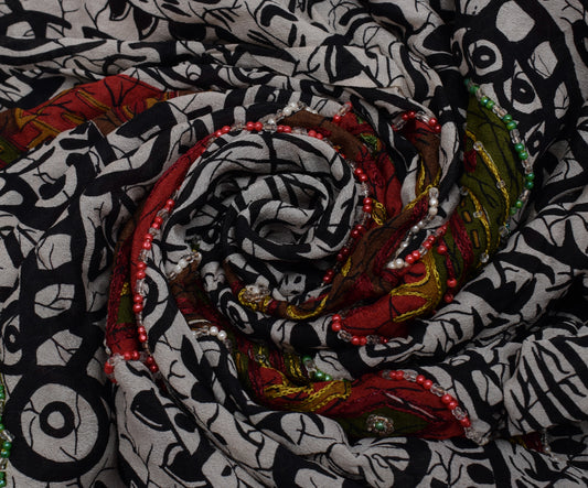 Sushila Vintage Indian Saree Pure Georgette Silk Printed Floral Sari Fabric