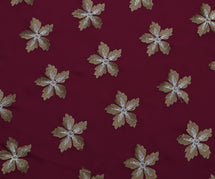 Sushila Vintage Garnet Saree Blend Georgette Embroidered Floral Sari Fabric