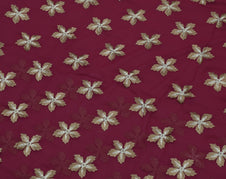 Sushila Vintage Garnet Saree Blend Georgette Embroidered Floral Sari Fabric
