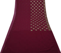 Sushila Vintage Garnet Saree Blend Georgette Embroidered Floral Sari Fabric