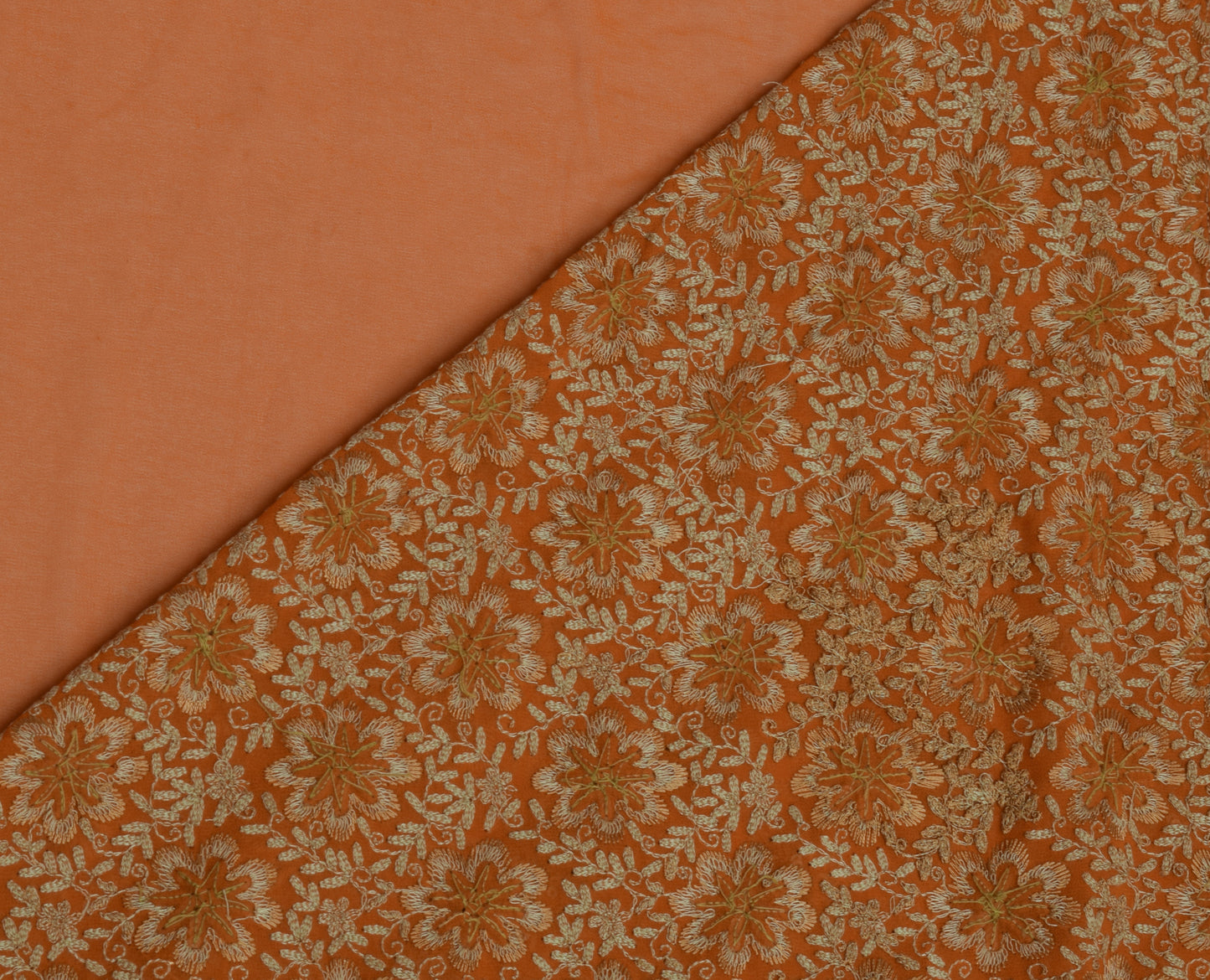 Sushila Vintage Mustard Saree Blend Georgette Silk Embroidered Sari Craft Fabric