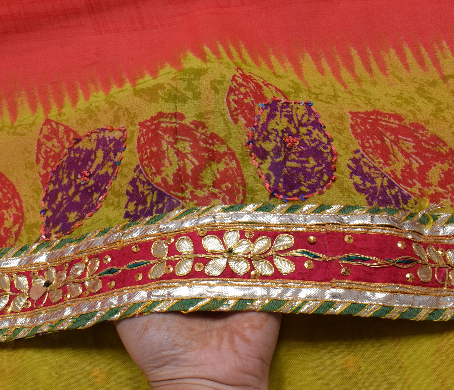 Sushila Vintage Indian Saree Blend Georgette Silk Printed Sari Craft Fabric
