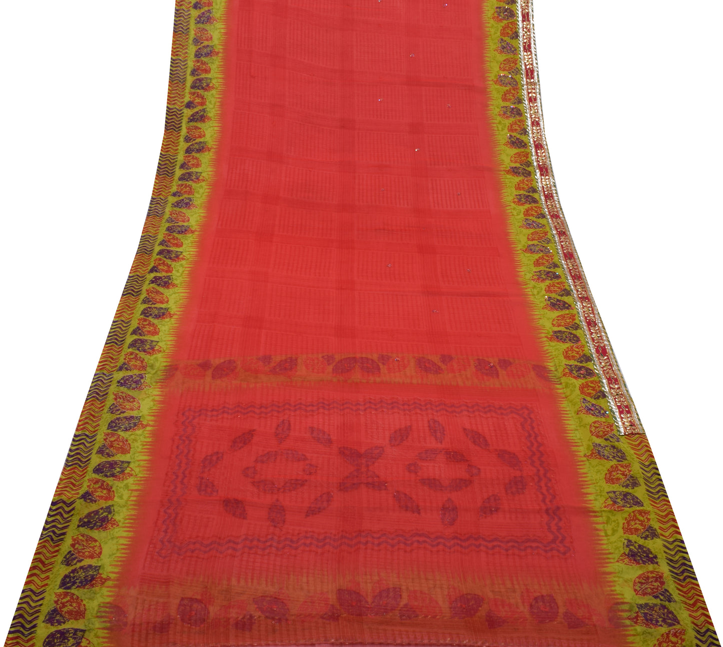 Sushila Vintage Indian Saree Blend Georgette Silk Printed Sari Craft Fabric