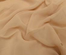Sushila Vintage Indian Cream Saree Blend Georgette Silk Sari 5 Yard Craft Fabric