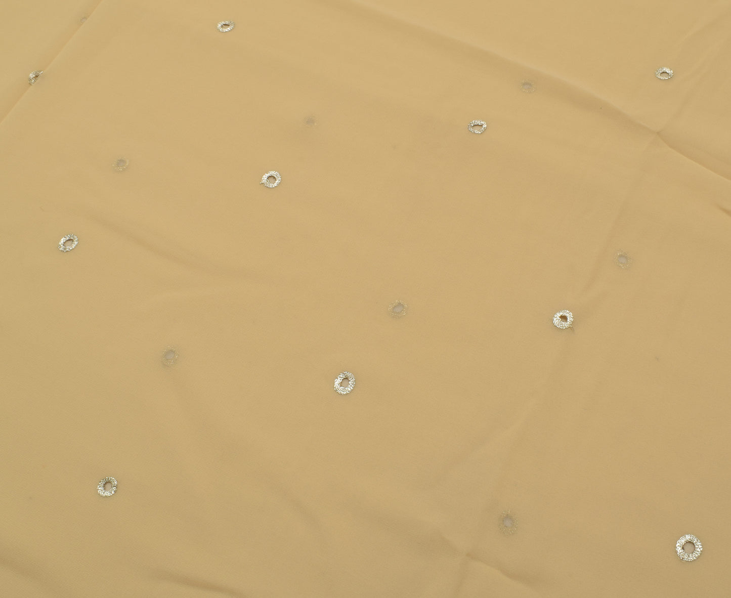 Sushila Vintage Cream Saree Art Georgette Sari Zari Embroidered Craft Fabric