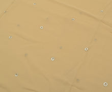 Sushila Vintage Indian Cream Saree Blend Georgette Silk Sari 5 Yard Craft Fabric