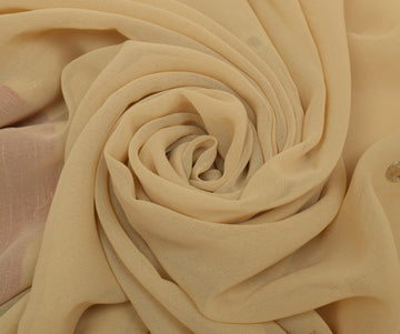 Sushila Vintage Indian Cream Saree Blend Georgette Silk Sari 5 Yard Craft Fabric