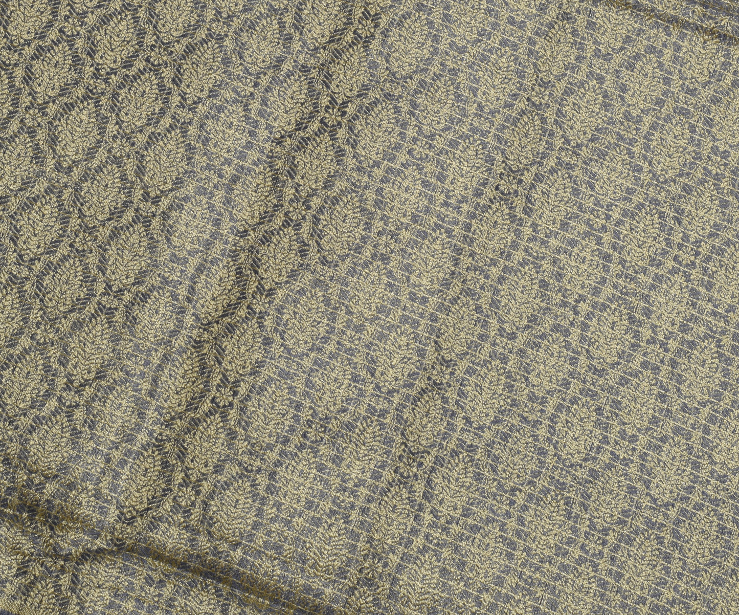 Sushila Vintage Gray Saree Blend Tissue Silk Woven Check Sari Craft 6 YD Fabric