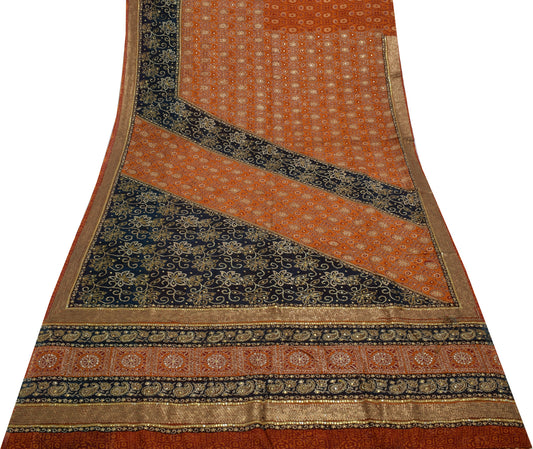 Sushila Vintage Indian Saree Pure Georgette Silk Printed Floral Sari Fabric