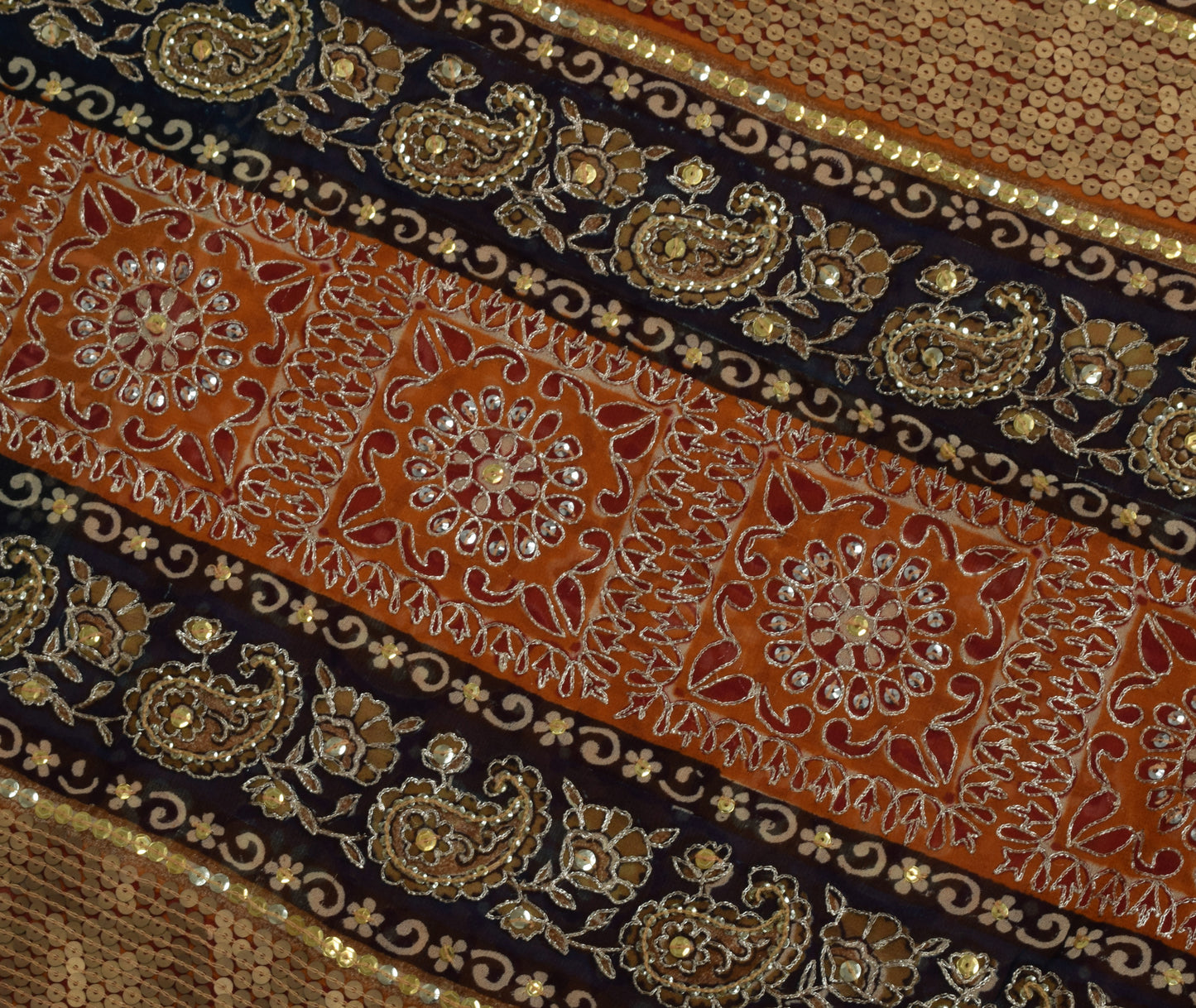 Sushila Vintage Indian Saree Pure Georgette Silk Printed Floral Sari Fabric