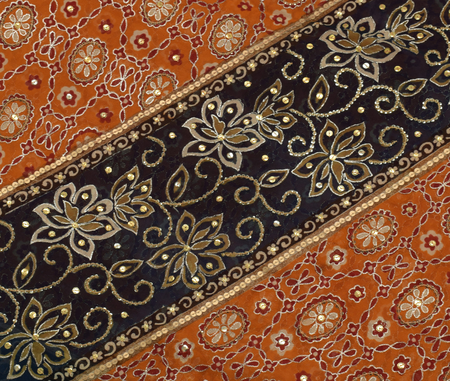 Sushila Vintage Indian Saree Pure Georgette Silk Printed Floral Sari Fabric