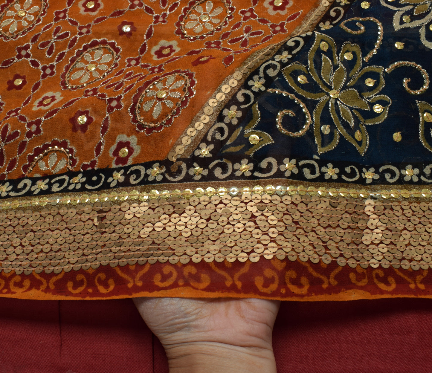 Sushila Vintage Indian Saree Pure Georgette Silk Printed Floral Sari Fabric