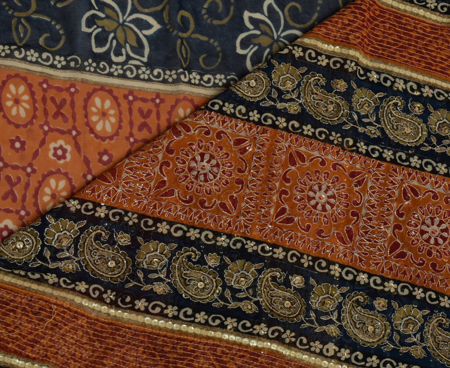 Sushila Vintage Indian Saree Pure Georgette Silk Printed Floral Sari Fabric