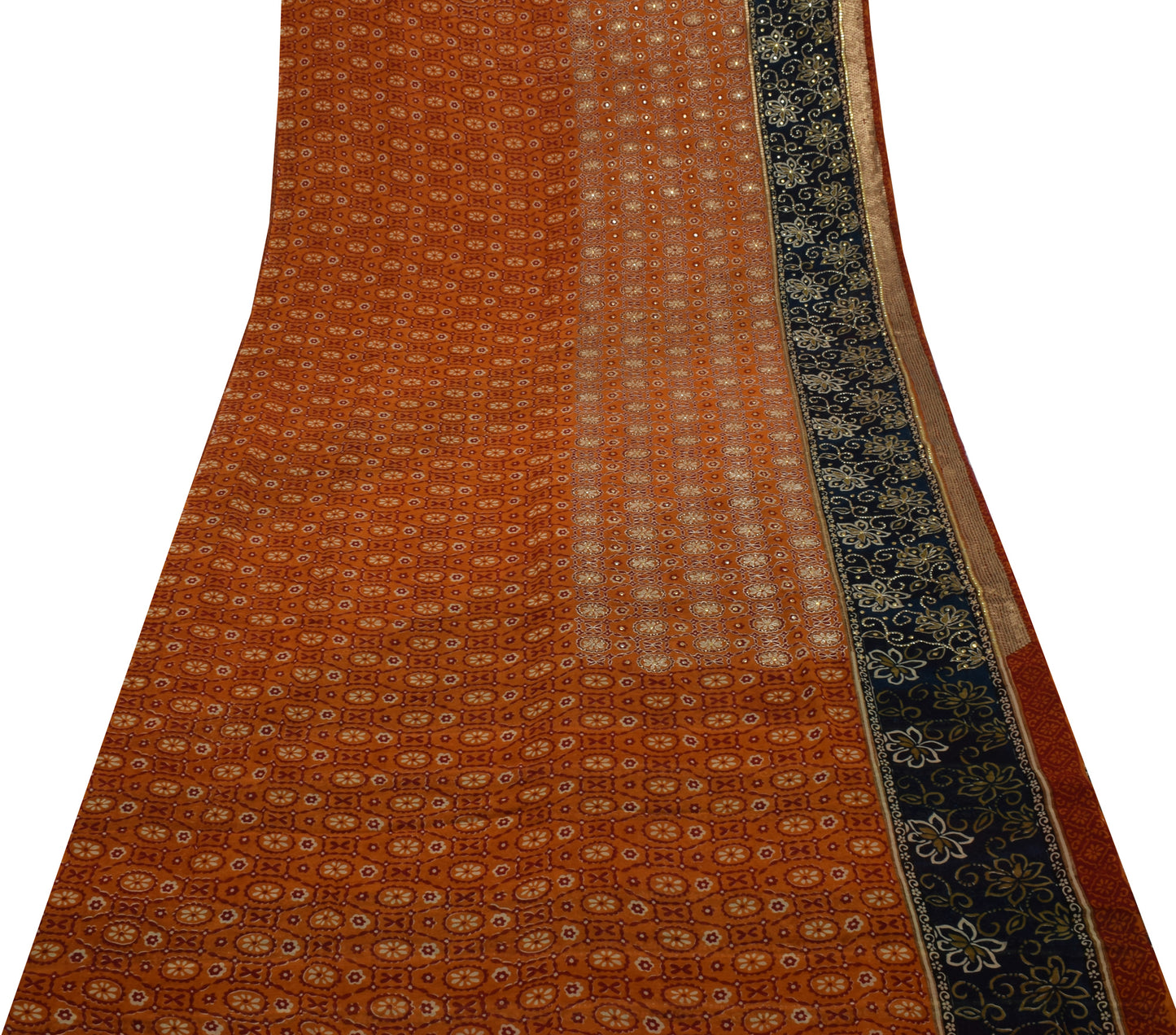 Sushila Vintage Indian Saree Pure Georgette Silk Printed Floral Sari Fabric