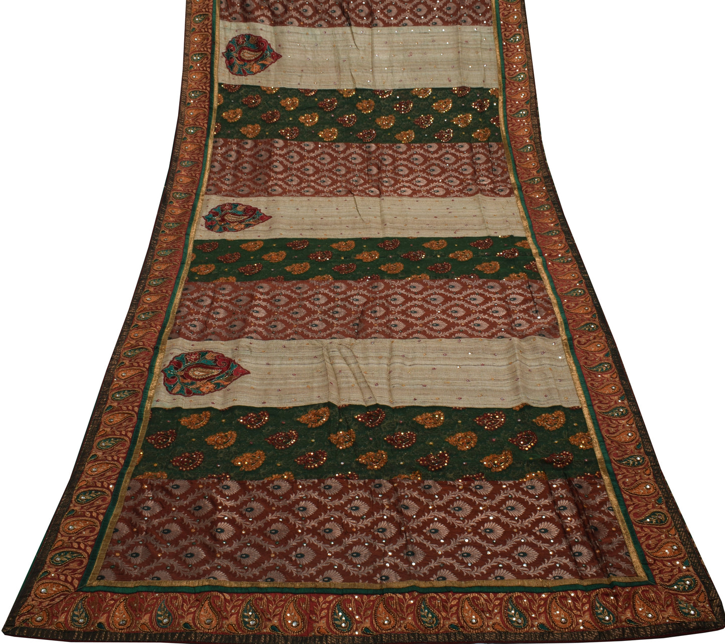 Sushila Vintage Patch Work Saree Pure Georgette Floral HEAVY Designer Multi-Color Sari Craft Fabric