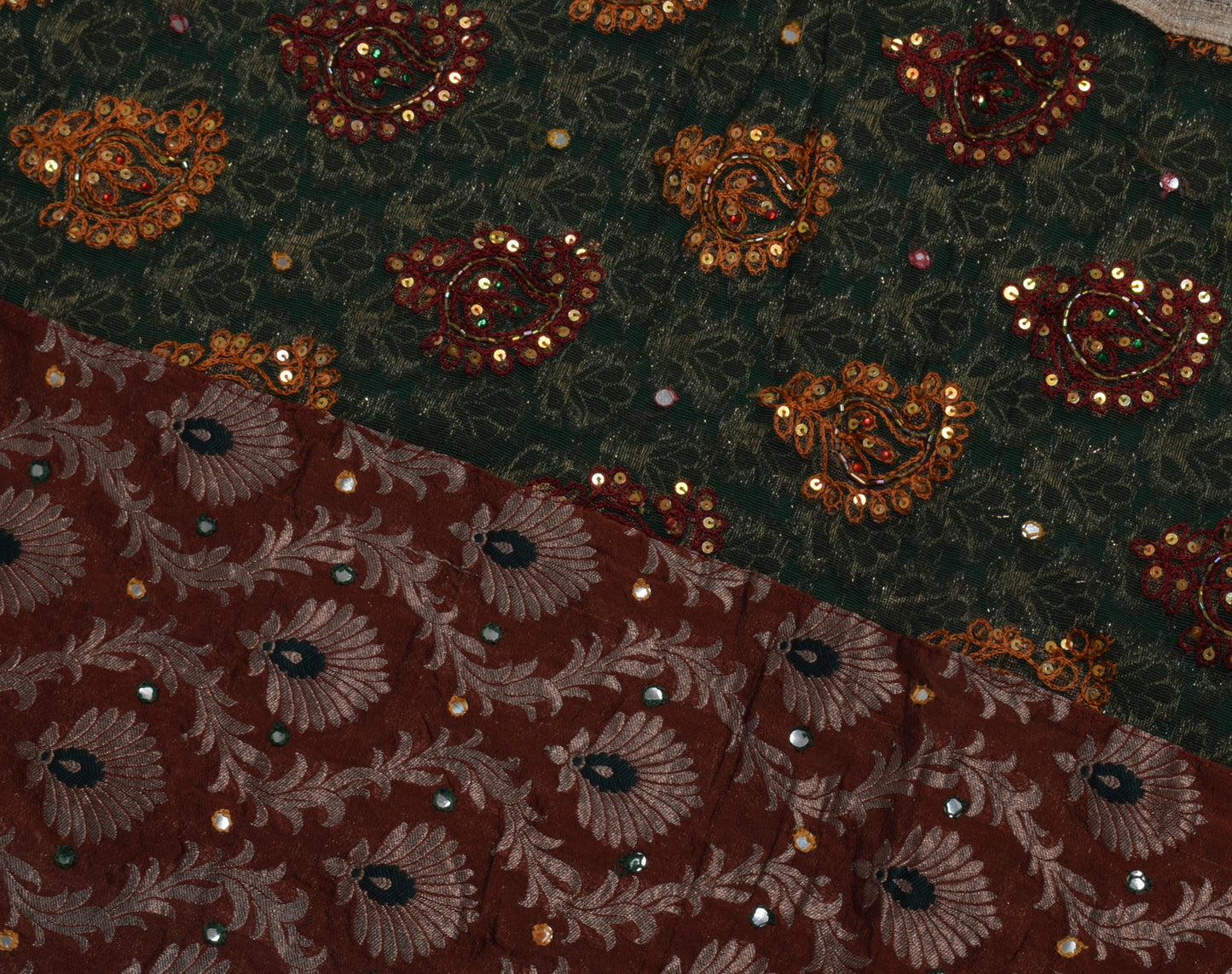Sushila Vintage Patch Work Saree Pure Georgette Floral HEAVY Designer Multi-Color Sari Craft Fabric