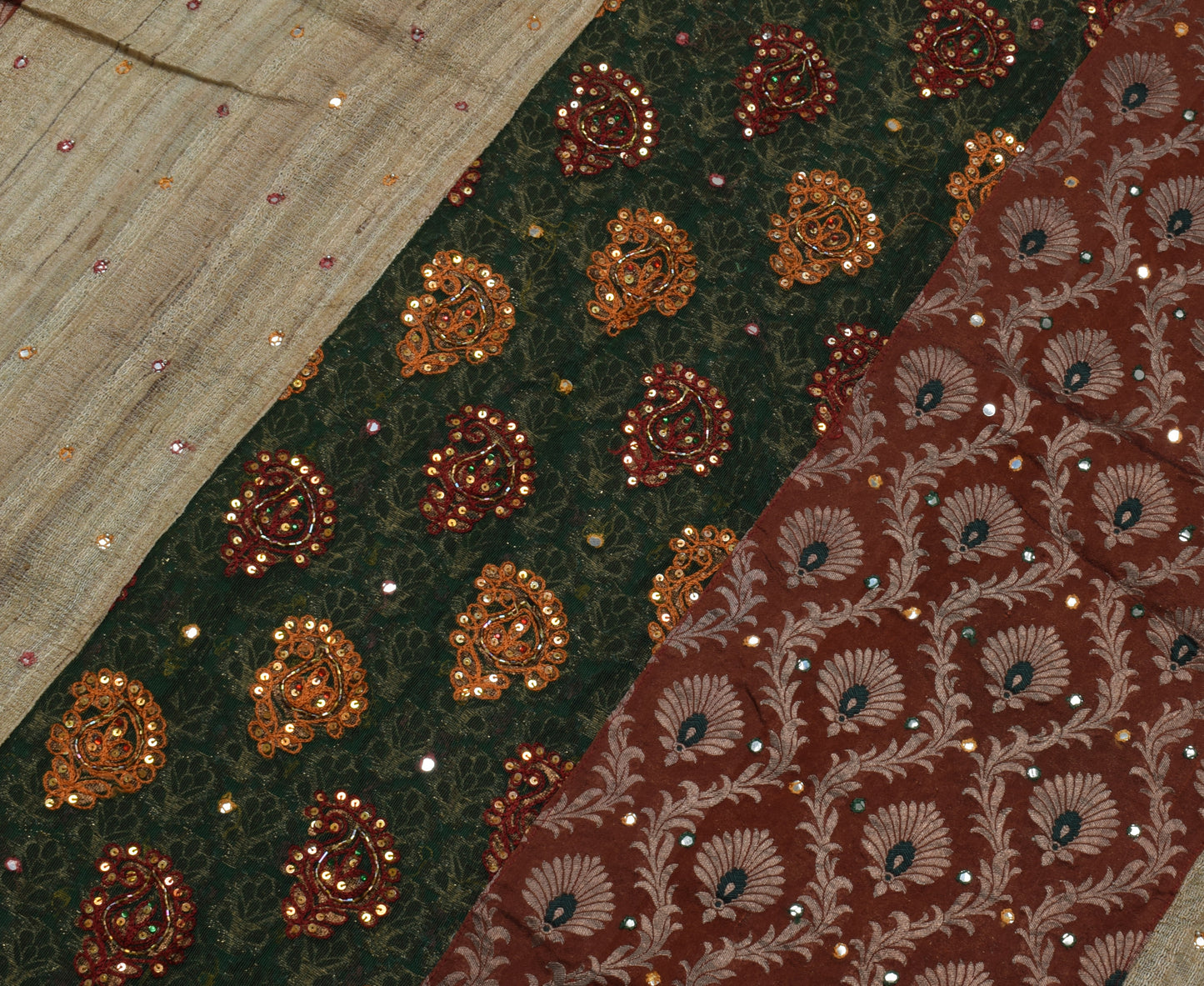 Sushila Vintage Patch Work Saree Pure Georgette Floral HEAVY Designer Multi-Color Sari Craft Fabric