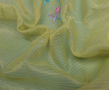 Sushila Vintage Green Saree Pure Tissue Silk Embroidered Floral Sari Fabric