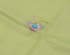 Sushila Vintage Green Saree Pure Tissue Silk Embroidered Floral Sari Fabric