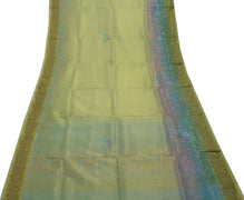 Sushila Vintage Green Saree Pure Tissue Silk Embroidered Floral Sari Fabric
