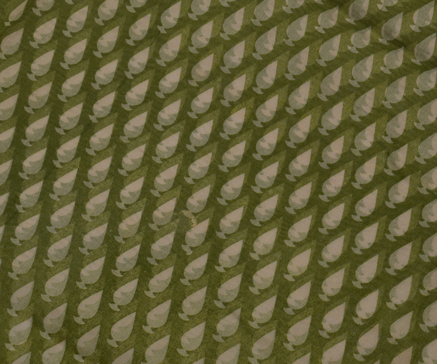 Sushila Vintage Indian Green Saree Blend Cotton Printed Sari Craft 5 Yard Fabric