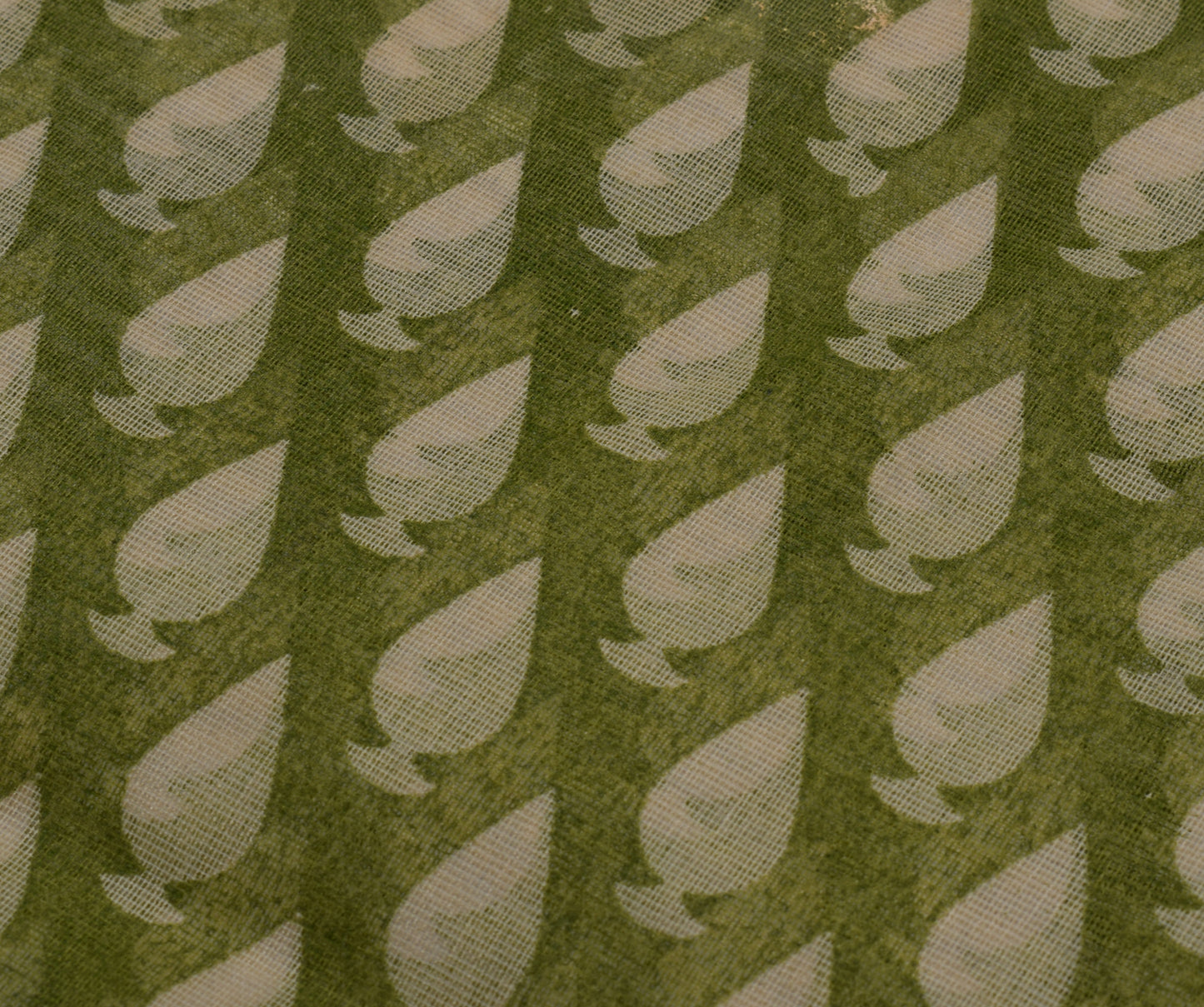 Sushila Vintage Indian Green Saree Blend Cotton Printed Sari Craft 5 Yard Fabric