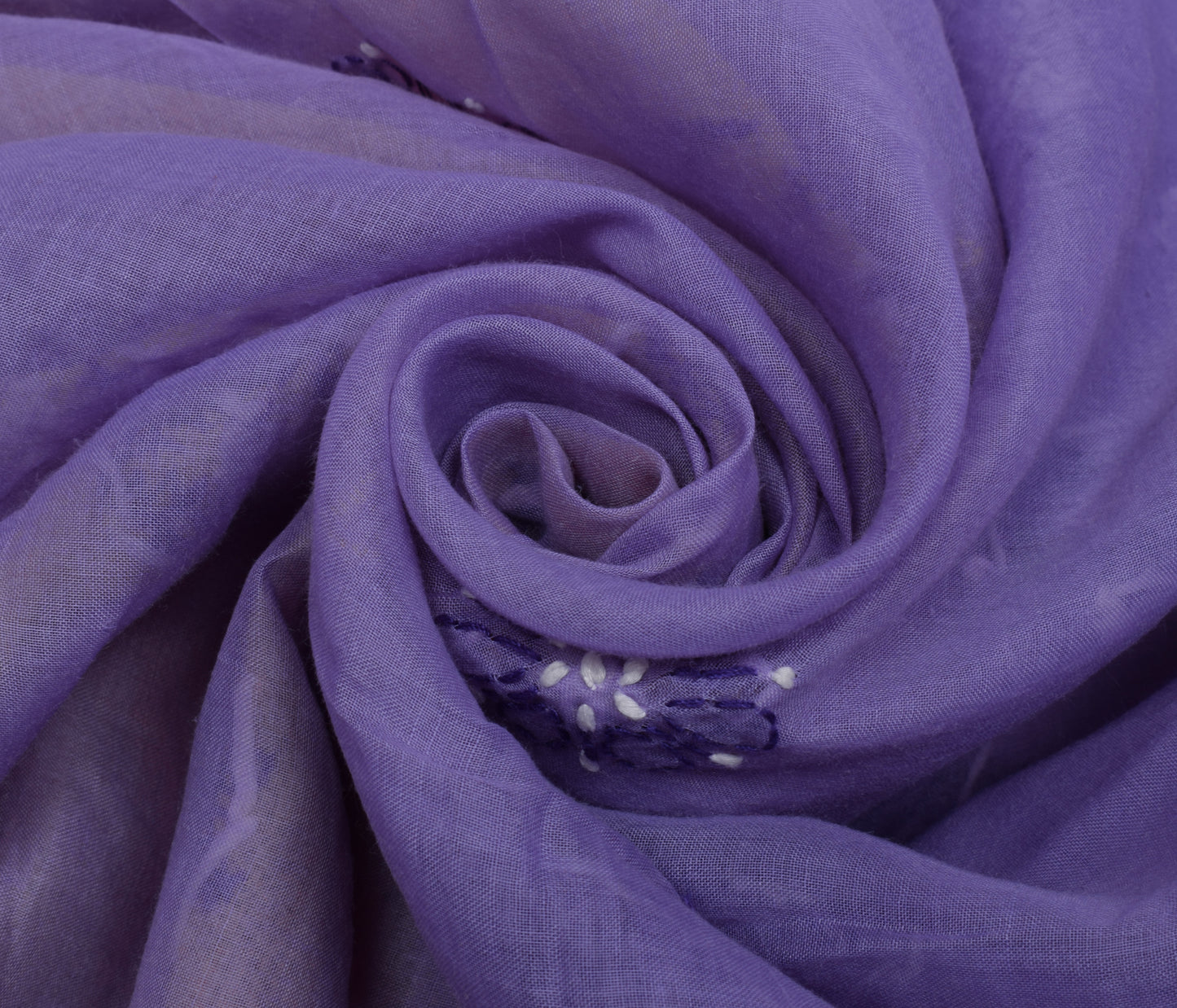 Sushila Vintage Purple Saree Blend Cotton Hand Embroidered Sari Craft Fabric