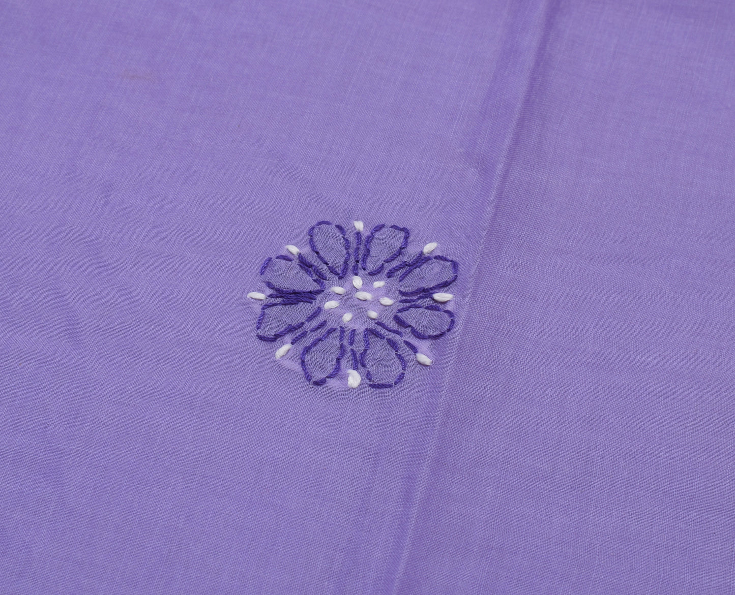 Sushila Vintage Purple Saree Blend Cotton Hand Embroidered Sari Craft Fabric