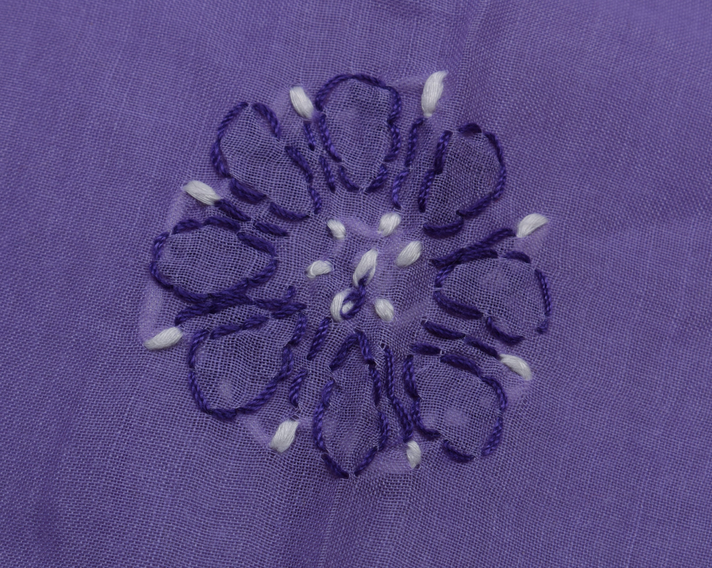Sushila Vintage Purple Saree Blend Cotton Hand Embroidered Sari Craft Fabric