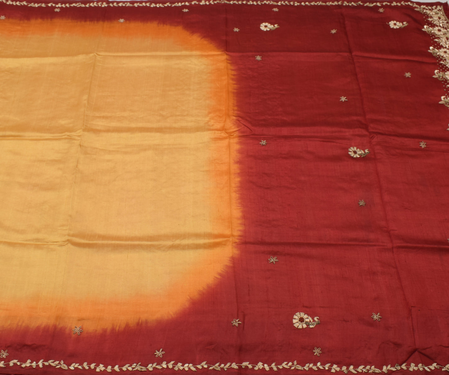 Sushila Vintage Indian Saree 100% Pure Silk Hand Beaded Zardozi Sari Fabric