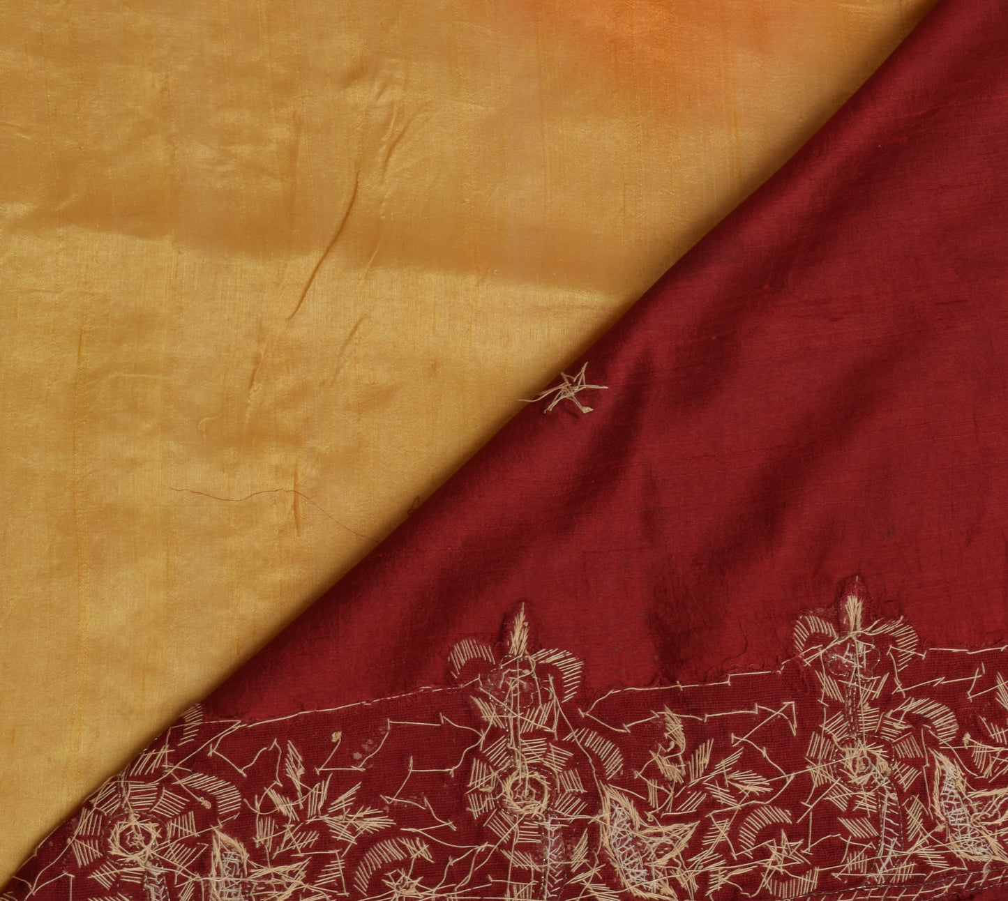 Sushila Vintage Indian Saree 100% Pure Silk Hand Beaded Zardozi Sari Fabric