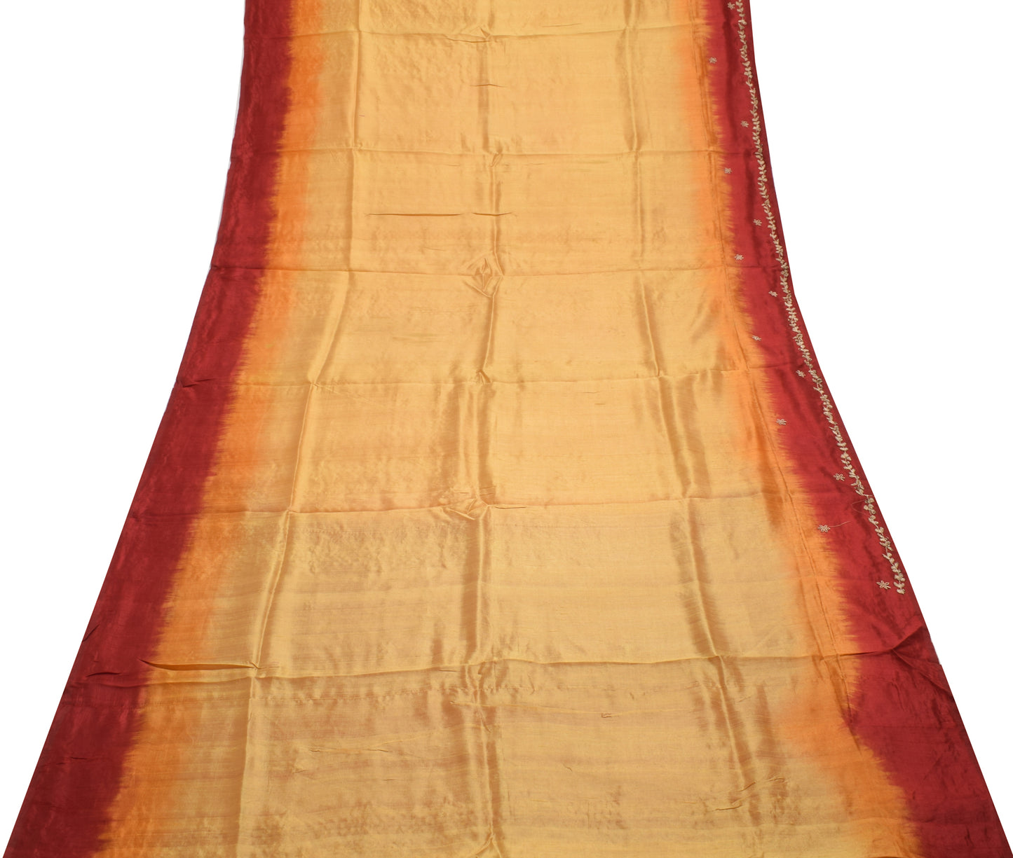 Sushila Vintage Indian Saree 100% Pure Silk Hand Beaded Zardozi Sari Fabric