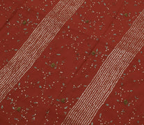Sushila Vintage Rust Saree Pure Georgette Silk Embroidered Floral Sari Fabric