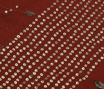 Sushila Vintage Rust Saree Pure Georgette Silk Embroidered Floral Sari Fabric