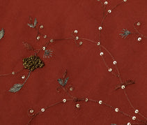 Sushila Vintage Rust Saree Pure Georgette Silk Embroidered Floral Sari Fabric
