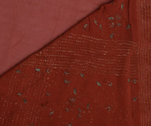 Sushila Vintage Rust Saree Pure Georgette Silk Embroidered Floral Sari Fabric