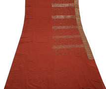 Sushila Vintage Rust Saree Pure Georgette Silk Embroidered Floral Sari Fabric