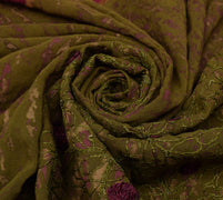 Sushila Vintage Green Saree Pure Georgette Silk Embroidered Floral Sari Fabric