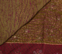 Sushila Vintage Green Saree Pure Georgette Silk Embroidered Floral Sari Fabric