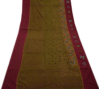 Sushila Vintage Green Saree Pure Georgette Silk Embroidered Floral Sari Fabric