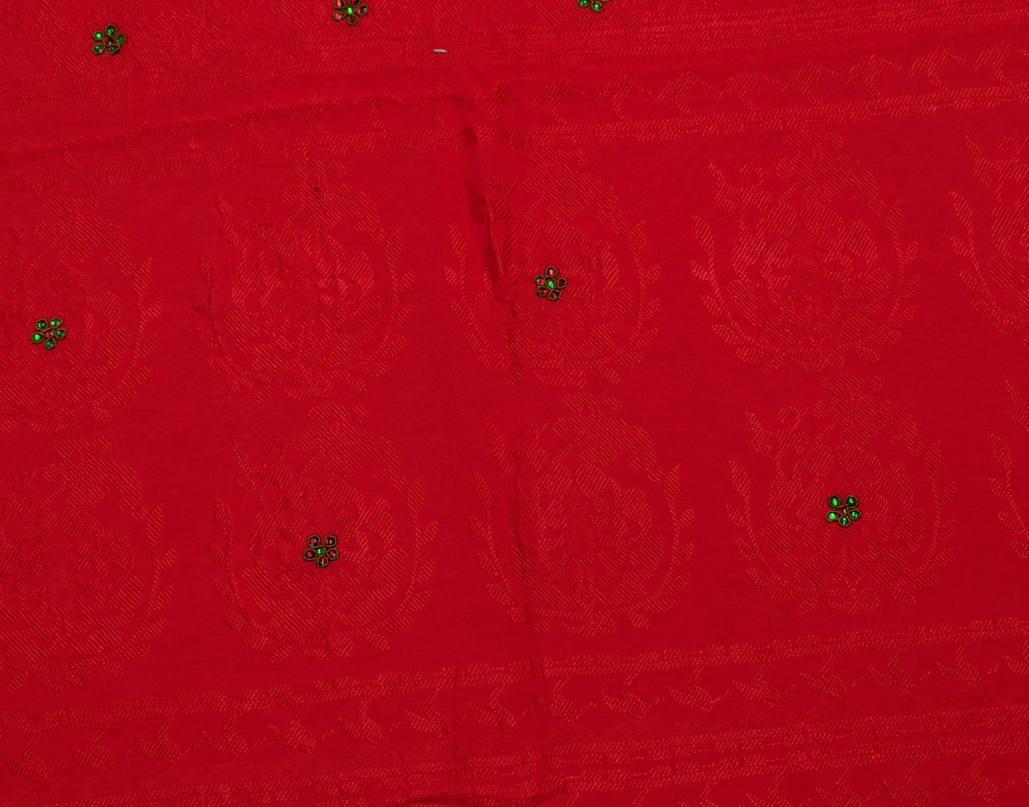 Sushila Vintage Red Saree Pure Georgette Silk Embroidered Floral Sari Fabric