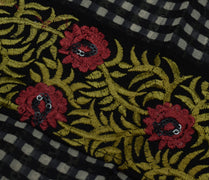 Sushila Vintage Indian Saree Blend Georgette Printed & Embroidered Sari Fabric