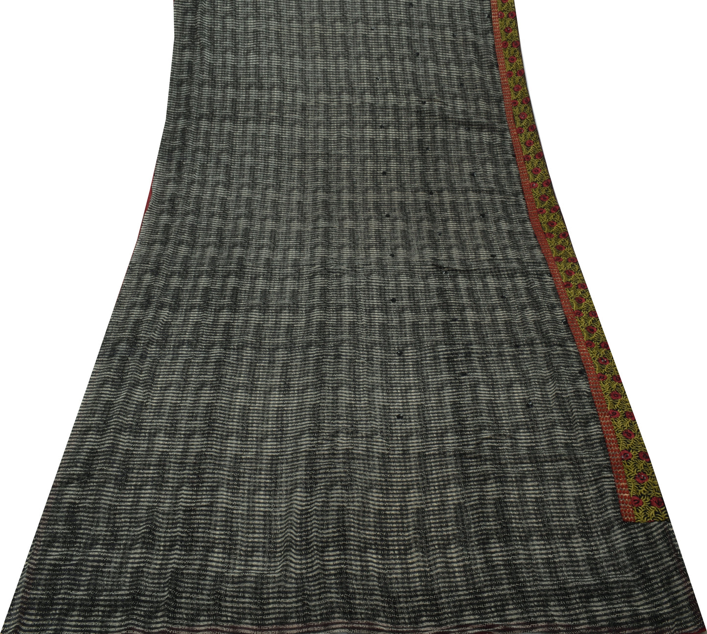 Sushila Vintage Indian Saree Blend Georgette Printed & Embroidered Sari Fabric